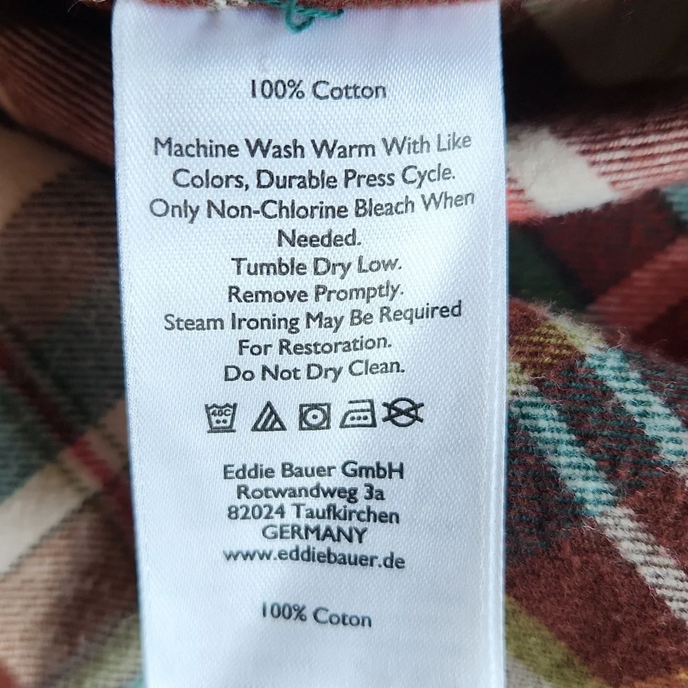 Eddie Bauer mens flannel button down plaid shirt size medium - Picture 5 of 9